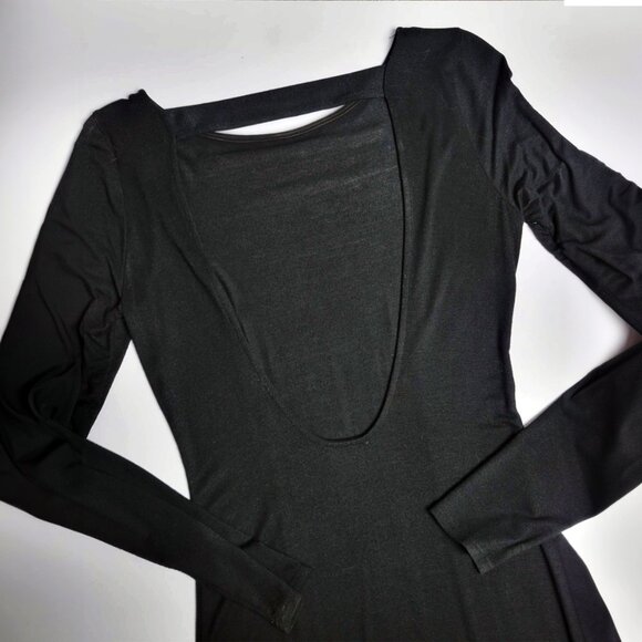 Solemio Black High Double Slit Long Sleeve Maxi Dress - Picture 3 of 3